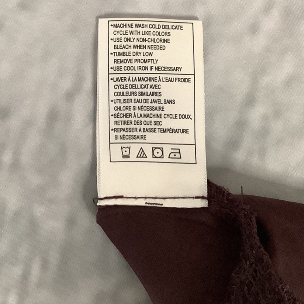 Steve Madden Mahogany Brown Satin Lace Trim Asymmetrical Midi Skirt DB17025F M - Picture 7 of 9